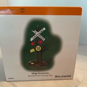 Department 56 Haunted Rails Crossing Sign.